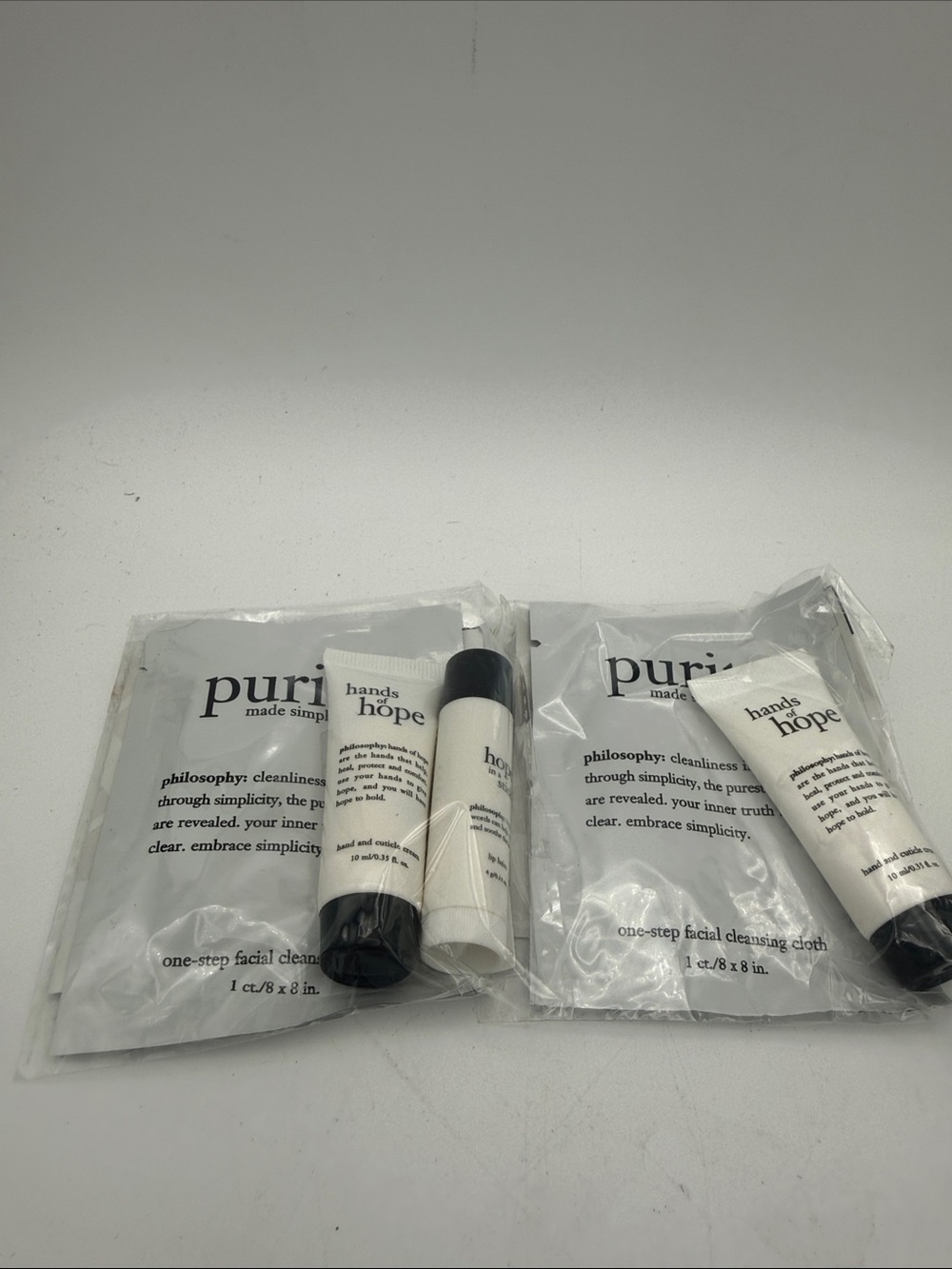 Philosophy Hands of Hope hand cream/ Hope in stick lip balm / Purity travel kit